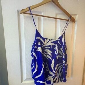 Patrons of Peace Blue and White Tropical Crop Top